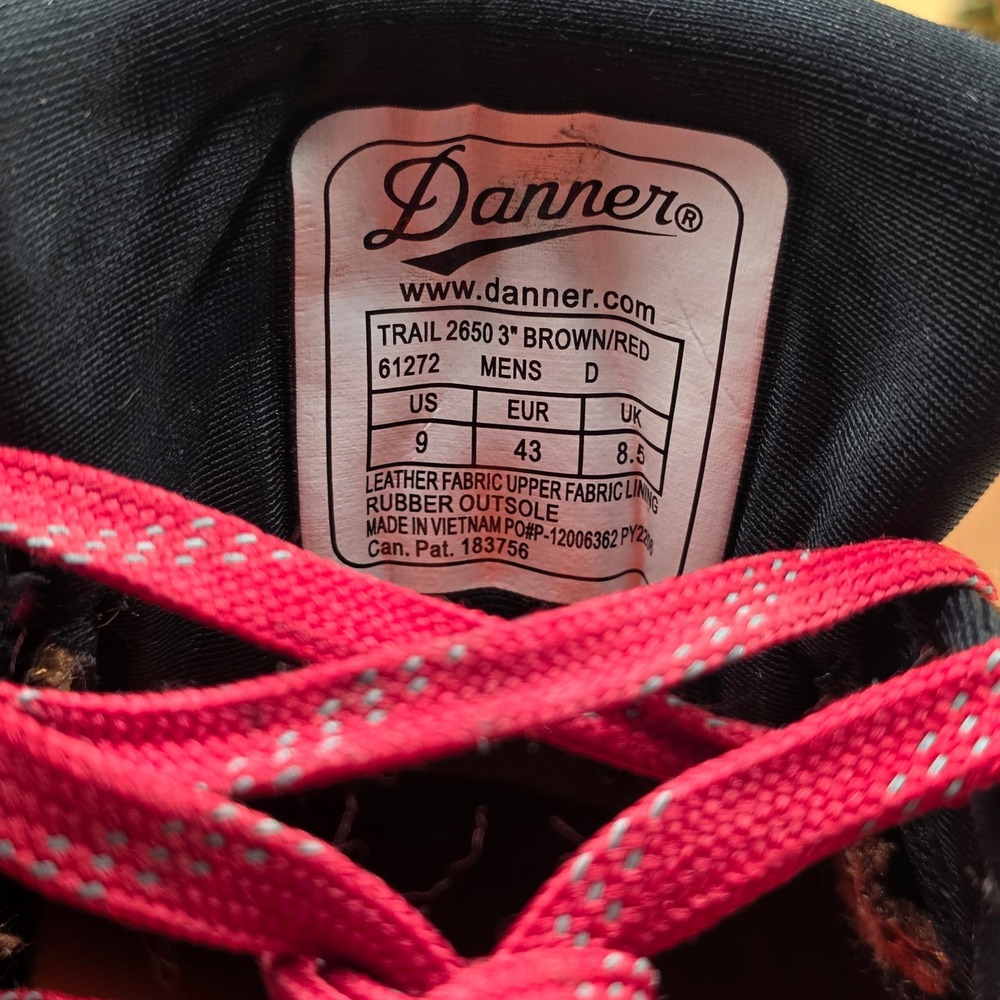 Danner Trail 2650 Mens Hiking Shoes Brown Red Suede Vibram 61272 Size 9 - Picture 3 of 13